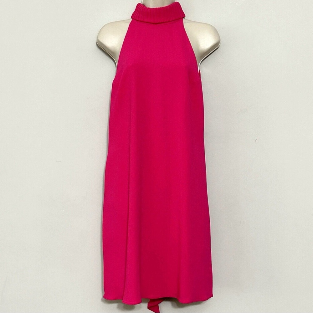 Brandon Maxwell Womens Dress 2 Hot Pink High Neck Bow Halter Cocktail Mini Event - Picture 2 of 11